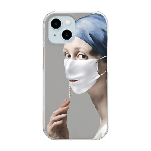 マスクをした真珠の耳飾りの少女 Clear Smartphone Case