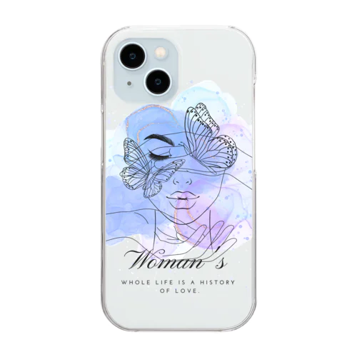 Woman' whole life is a history of love. Blue ver. Clear Smartphone Case