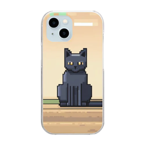 街中でたたずむ黒猫 Clear Smartphone Case