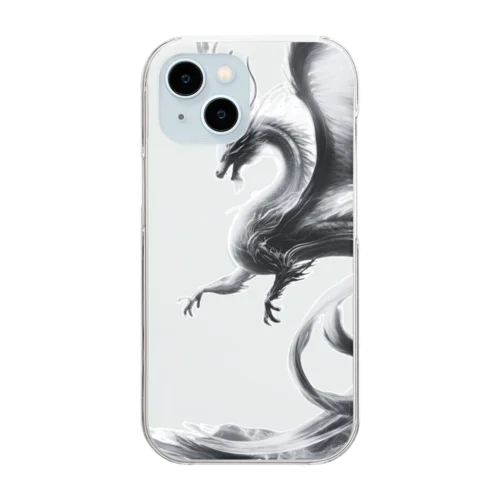 龍【白黒】 Clear Smartphone Case