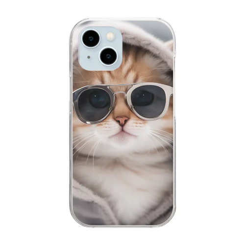 グラサン猫7 Clear Smartphone Case