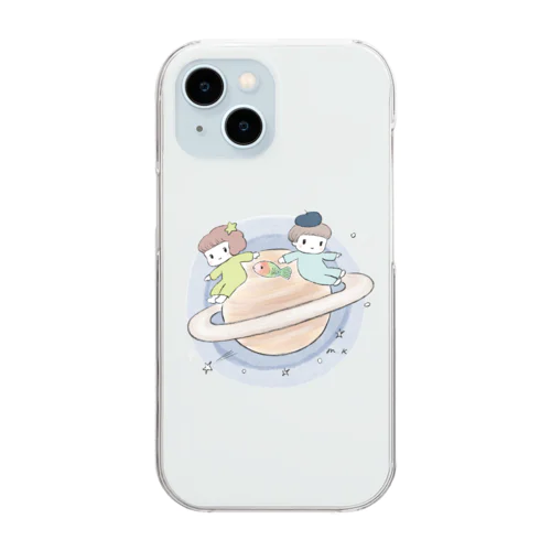 土星に乗って Clear Smartphone Case