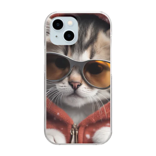 グラサン猫8 Clear Smartphone Case