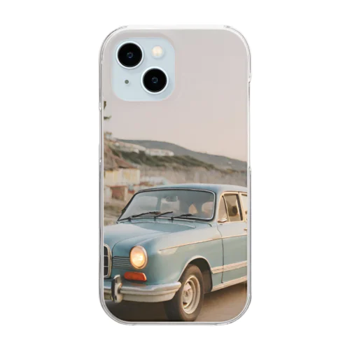 レトロな車と夕方の海 Clear Smartphone Case