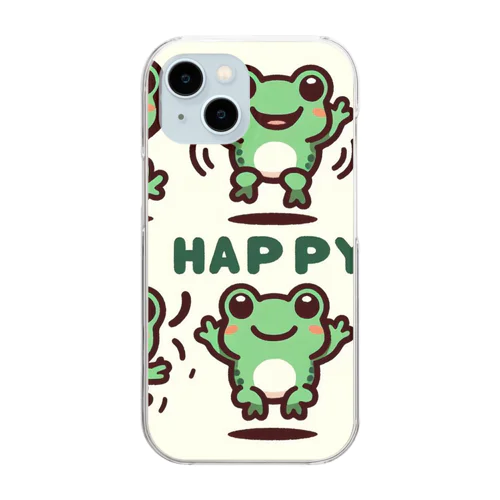 HAPPYカエル踊り Clear Smartphone Case