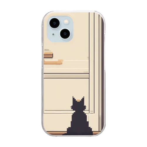 ドアの前で待っている猫 Clear Smartphone Case