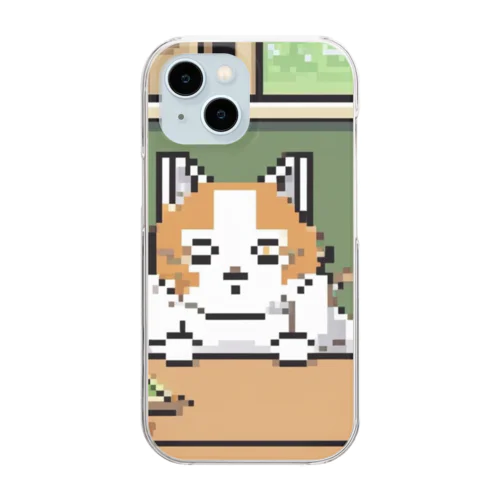 テーブルの上でおねだりしている猫 Clear Smartphone Case