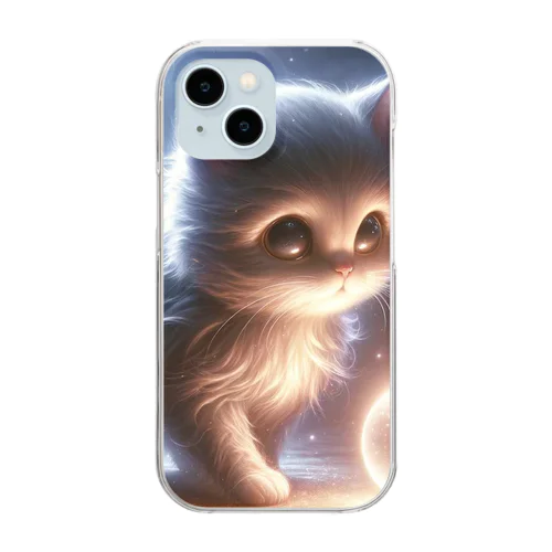 探究の光、夜を歩く猫 Clear Smartphone Case