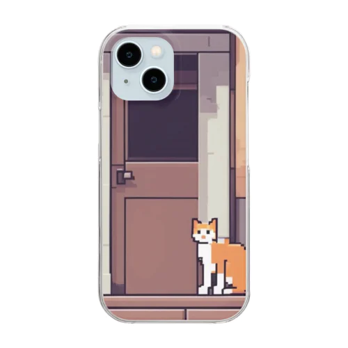 ドアの上に飛び乗っている猫 Clear Smartphone Case