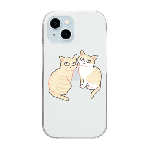 茶トラと茶トラ白猫 Clear Smartphone Case