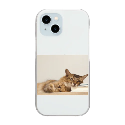 猫と本 투명 스마트폰 케이스