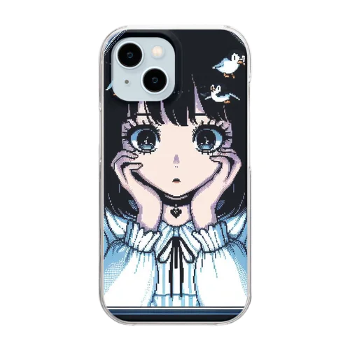 インターネットに夢中な女の子 Clear Smartphone Case