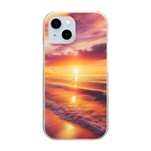 夕日の沈む海 Clear Smartphone Case