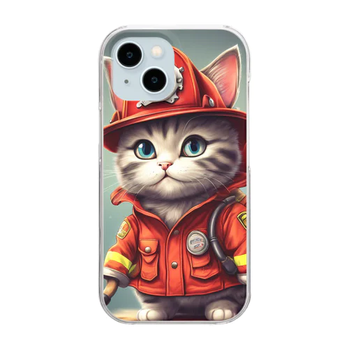  超キュートな消防士猫 Clear Smartphone Case