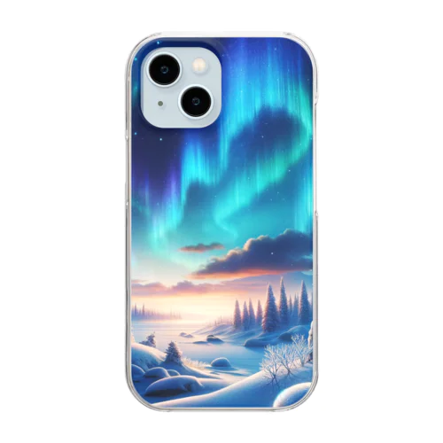 オーロラのある風景 Clear Smartphone Case