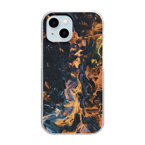 燃える漆黒の絵画 Clear Smartphone Case