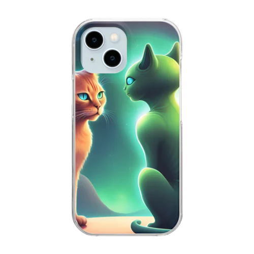 キャット&宇宙猫 Clear Smartphone Case