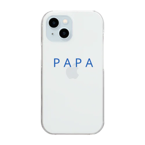 PAPA（ブルー） Clear Smartphone Case