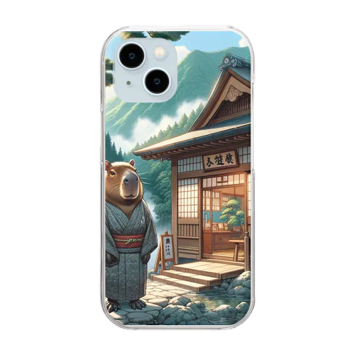 温泉旅館を営むカピパラ Clear Smartphone Case