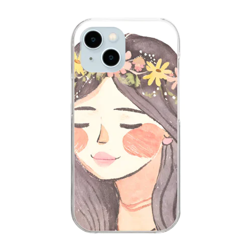 水彩画　花冠の女性 Clear Smartphone Case