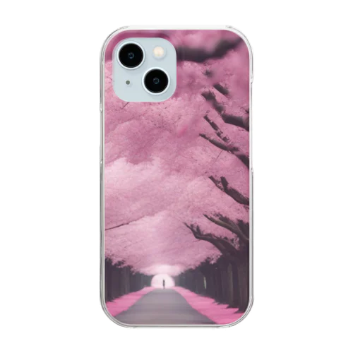 満開の桜道 Clear Smartphone Case