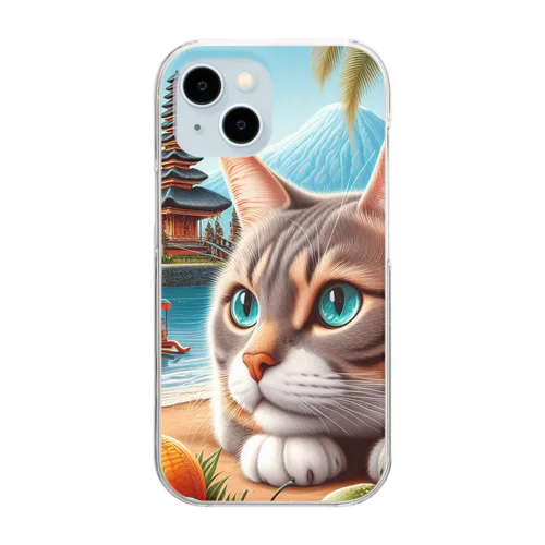 旅大好きなカッコいいねこがバリ島でのんびり Clear Smartphone Case