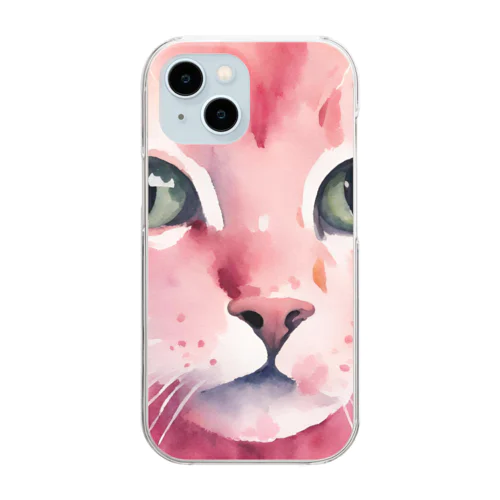ピンクの猫ちゃんやで Clear Smartphone Case