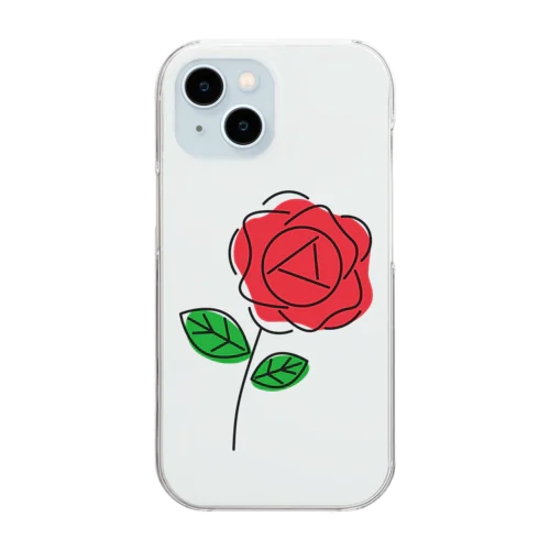 シンプルかわいい赤いバラ Clear Smartphone Case
