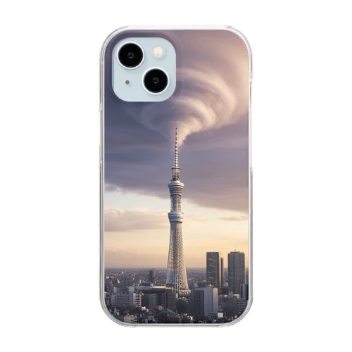 東京スカイツリーと竜巻 Clear Smartphone Case