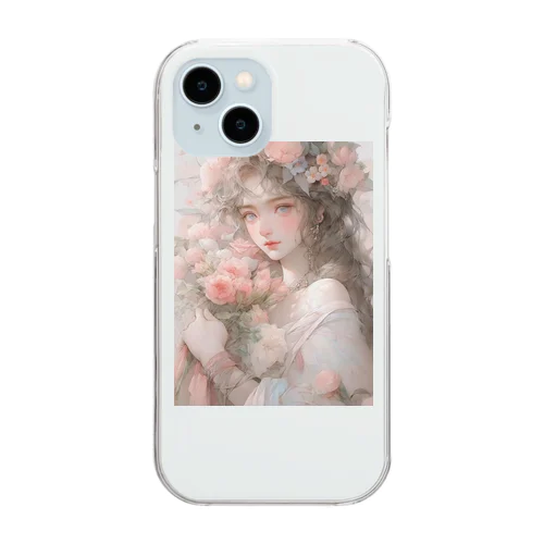 バラの花束と女性　なでしこ1478 Clear Smartphone Case