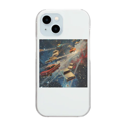 宇宙を飛び交う車たち Clear Smartphone Case