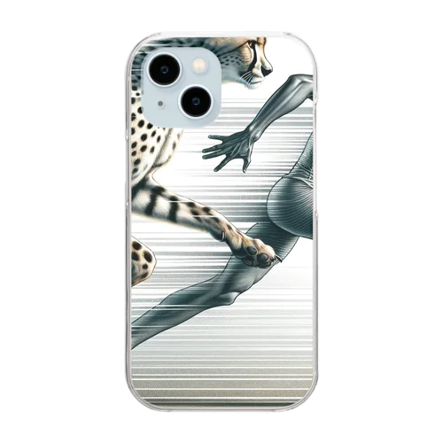 Speed Symbiosis: Man and Cheetah in Stride Clear Smartphone Case