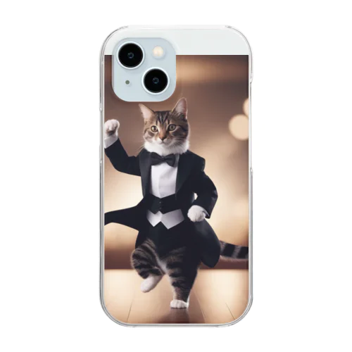 タキシード猫（ダンス） Clear Smartphone Case