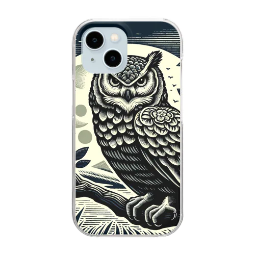 Owl gazing from a branch Clear Smartphone Case