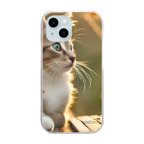 キーボード操作する猫 Clear Smartphone Case