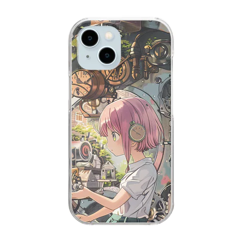 girl in the clock Clear Smartphone Case