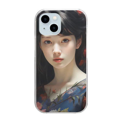 花柄模様の服を着た女性　なでしこ1478 Clear Smartphone Case