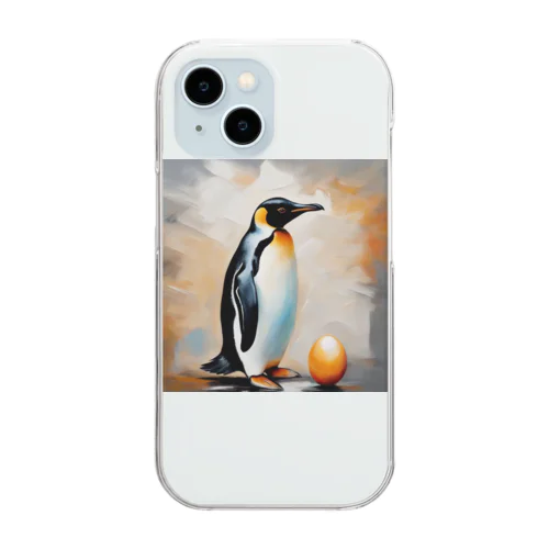 卵を温かく見守っているペンギン Clear Smartphone Case