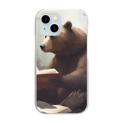 本を読むクマ Clear Smartphone Case