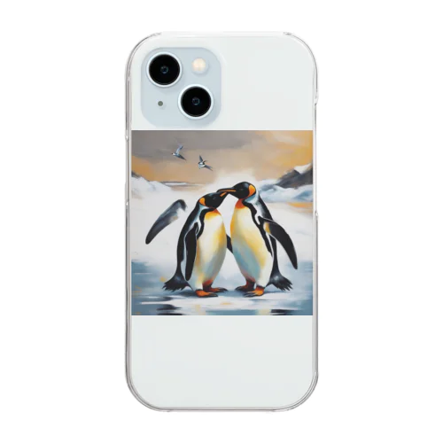 恋の相手に必死に求愛しているペンギン Clear Smartphone Case