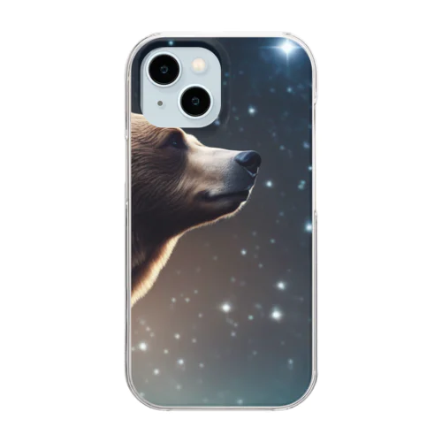 星を眺めるかわいい熊 Clear Smartphone Case