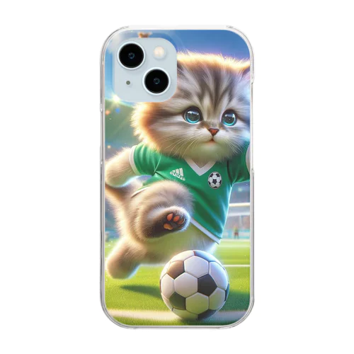 サッカーにゃんこ Clear Smartphone Case