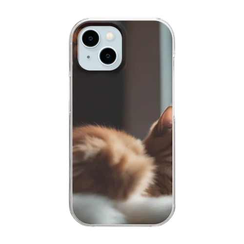 窓辺で虫を見つけた猫 Clear Smartphone Case