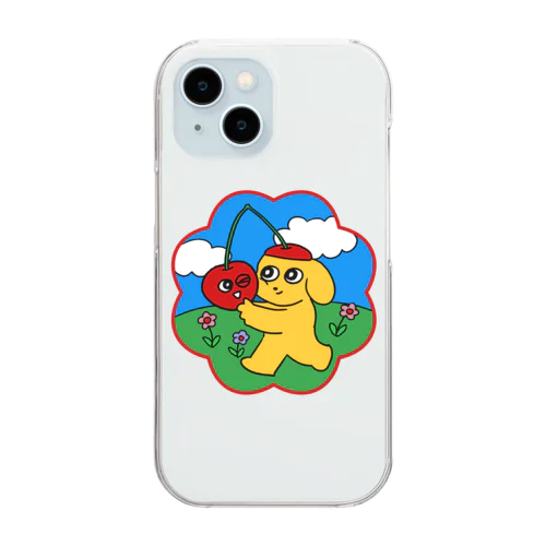 わんことさくらんぼちゃん Clear Smartphone Case