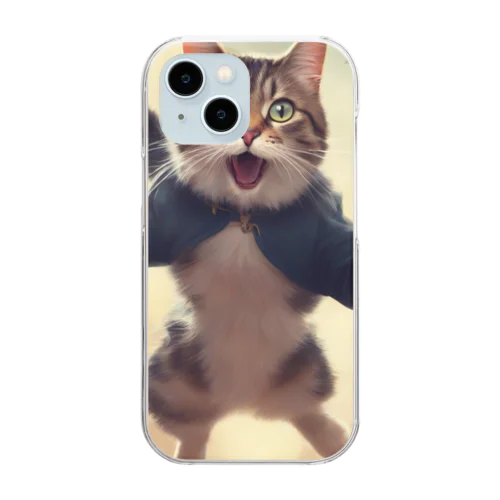 躍動感のある猫 Clear Smartphone Case