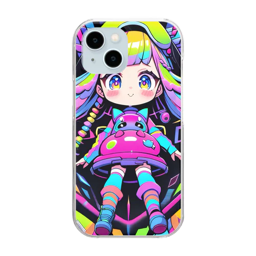 カラフルな宇宙の冒険Girl Clear Smartphone Case