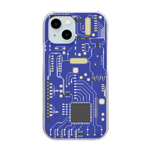 電子回路基板ケース（青） Clear Smartphone Case