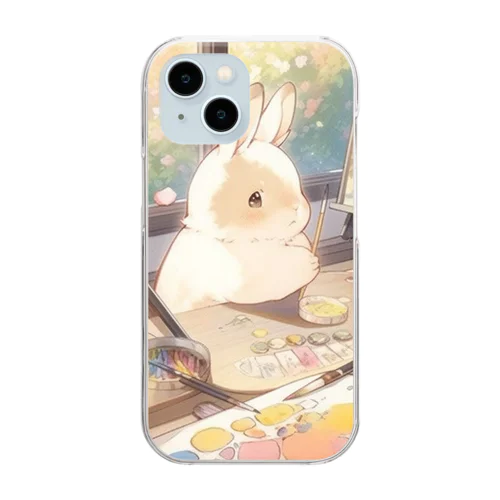 うさぎが画家に変身｡.:*･ﾟ Clear Smartphone Case