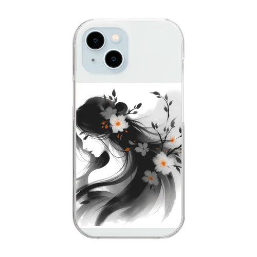 蜜柑色と女性 Clear Smartphone Case