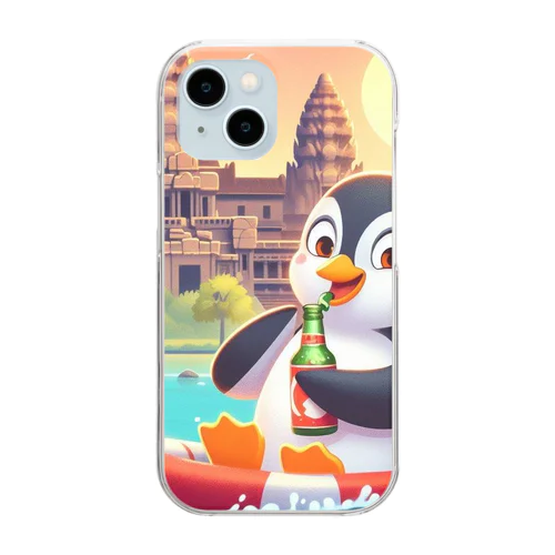 旅するペンギン　アンコールワットでSUP！ Clear Smartphone Case